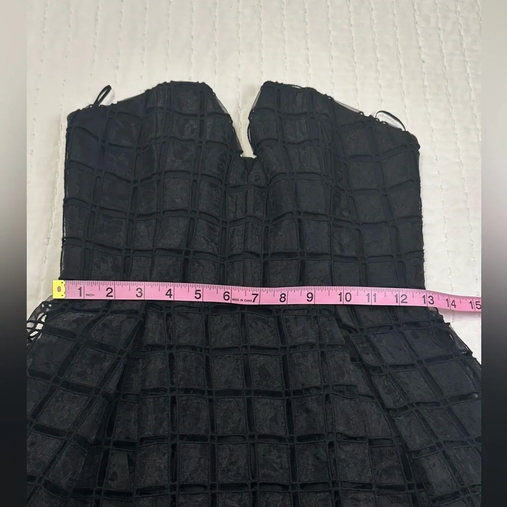 NICHOLAS  Holiday Window Lace Bustier Black Strapless Mesh Dress With Pockets - Picture 7 of 16